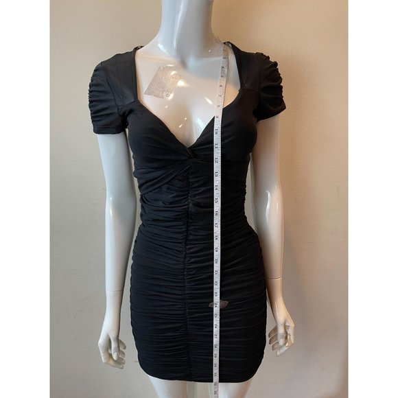 Windsor Women Ruched Bodycon Mini Dress Puffy Shoulders Design Nylon Black Small - Picture 5 of 11